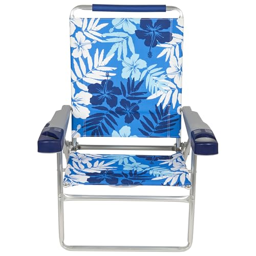 Rio Brands 4-Position Extended-Height Beach Chair Tropical Blue 2-Pack