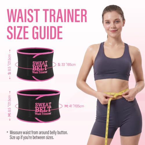 Pink Waist Trainer for Women S - Sweat Waist Trimmer Belt & Stomach Wrap, Fitness & Weight Loss