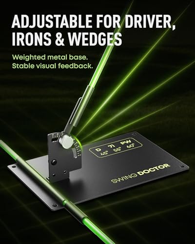 Golf Swing Plane Trainer with Adjustable Alignment Stick and Stable Metal Base