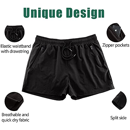 Rexcyril Men's 3 Inch Running Booty Shorts - Small Black Gym Sportswear