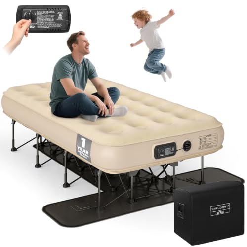Self-Inflating Twin Air Mattress with Built-In Frame - Easy Setup & Waterproof