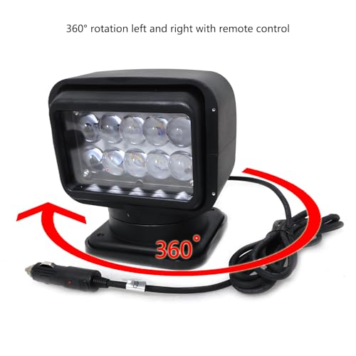 6 Inch 50W LED Search Light with Remote & Magnetic Base - Black