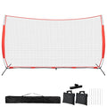POWSOWER 10x20ft Portable Sports Net with Ground Stakes & Bag - Backyard Backstop for Baseball, Softball, Lacrosse, Soccer (Red)