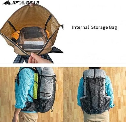 Acqorad 3F UL GEAR QiDian Pro UL 46+10L Backpack Outdoor Climbing Bag Camping Hiking Bags UHMWPE ultralight (beige)