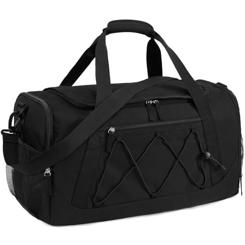 Vorspack 21-Inch Gym Bag with Shoe Compartment - Black, Travel & Sports Duffle