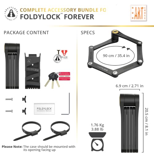 FoldyLock Forever Folding Bike Lock 90cm - High Security Bicycle Lock with Keys