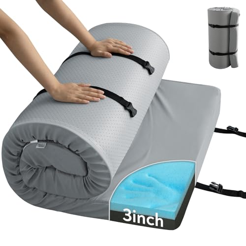 Single 75x30x3 Inch Memory Foam Camping Cot Pad with Waterproof Cover