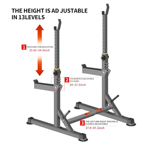 Adjustable 600lbs Steel Squat Rack for Home Gym - Heavy Duty Weight Lifter