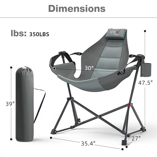 Upgraded Grey Hammock Camping Chair - Oversized Swinging Chair, 350LBS Support