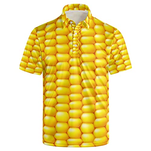 X-Large Retro Golf Shirt for Men - Yellow 80s 90s Vintage Performance Polo