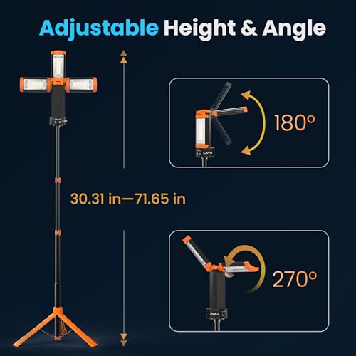 Rechargeable Camping Lantern with Remote, Telescopic Tripod - Orange
