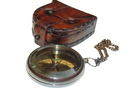 Calvin Handicrafts ® Solid Brass Nautical Dollond London Compass & Chain with Beautiful Leather Cover Handmade Brass Compass Vintage Stylish 2.5'' Brass Compass.