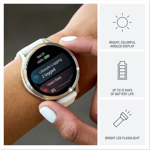 Garmin Venu® 4 41mm Smartwatch - Lunar Gold & Bone Silicone, Advanced Fitness Tracker