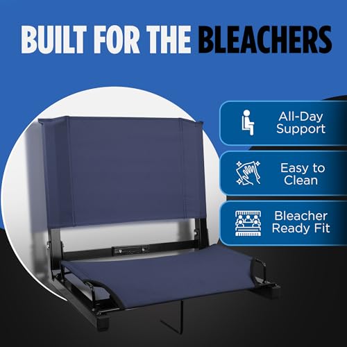 Sports Unlimited Black 2-Pack Wide Bleacher Chairs with Back & Cushion – Stadium Seats with Support