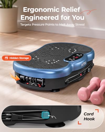 HTM Vibration Plate Exercise Machine - Blue / Medium - 9 Modes & 120 Speeds for Home Fitness