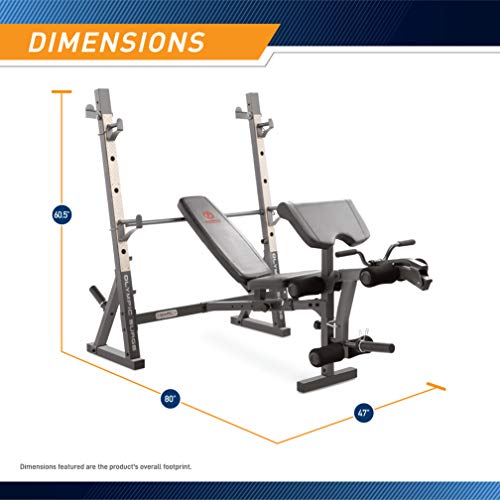 Marcy Standard Olympic Workout Bench with Preacher Curl Pad & Storage - Home Gym Equipment