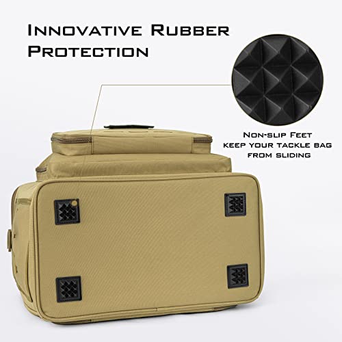 KastKing Karryall Saltwater & Freshwater Tackle Bag with Box - Large Khaki, 4x3700 Trays