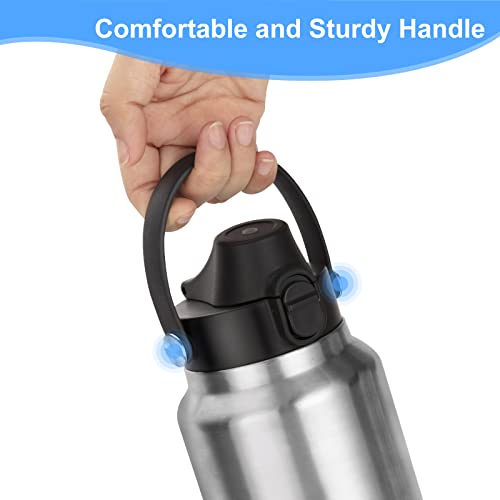 BIJISI Auto Spout Lid for YETI Rambler Bottles 18/26/36/64 oz - Black, Pack of 2