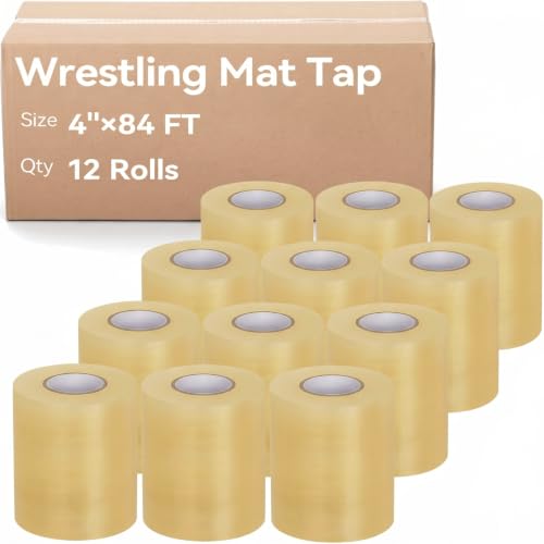 Pangda 12 Pack Heavy Duty Clear Wrestling Mat Tape 4 Inch for Gym & Sports