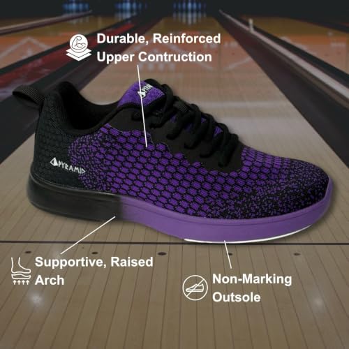 Pyramid Women’s Path Lite Black/Purple Seamless Mesh Bowling Shoes 8.5