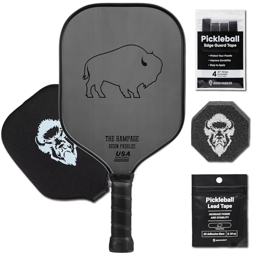 Bison Paddles The Rampage Control Carbon Fiber Pickleball Paddle - Spin & Precision
