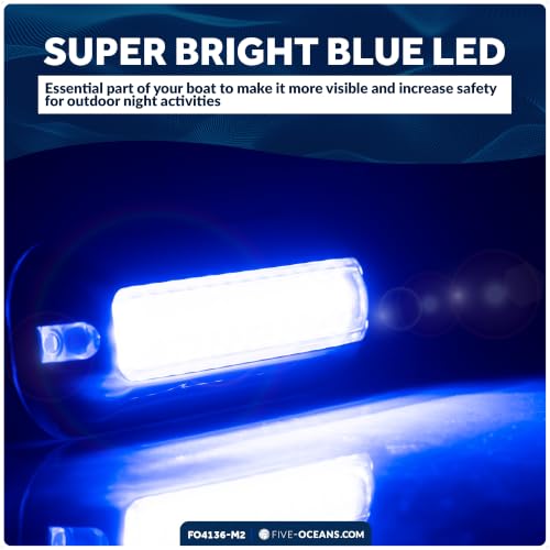 Blue LED Underwater Boat Lights 2-Pack Marine-Grade Stainless Steel 1700LM - Waterproof IP68