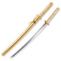 CANGDT Gold Handmade Samurai Katana Sword - 9260 Spring Steel, Full Tang, Practice & Collection