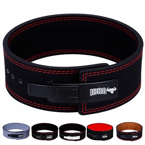 IBRO 10mm AllBlack Powerlifting Belt Medium - Heavy Duty Leather Support for Squats & Deadlifts