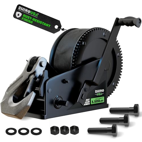 Black Rhino USA 2-Speed Boat Trailer Winch - Corrosion-Resistant Heavy Duty Handle