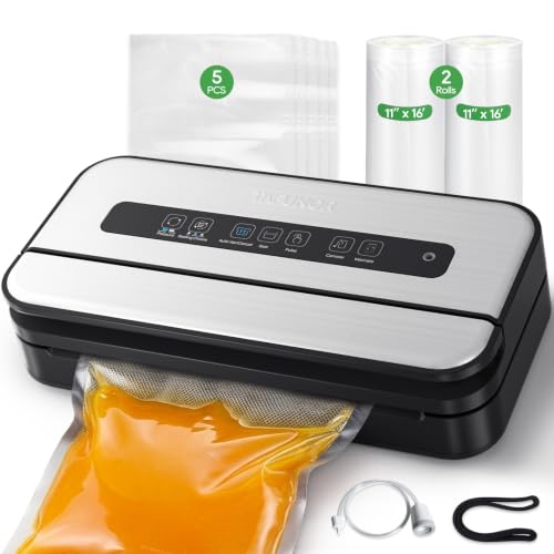 Food Vacuum Sealer Machine 90Kpa with Liquid & Moist Modes, Includes Bags & Roll