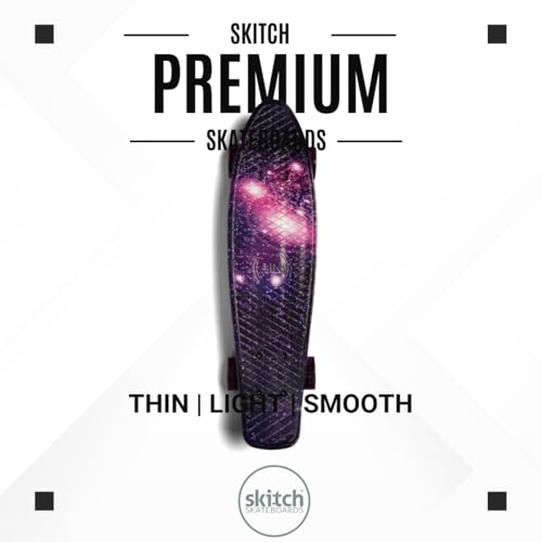 Purple Galaxy LED Skateboard for Kids & Teens - Complete Mini Cruiser Set with Backpack & Video Course