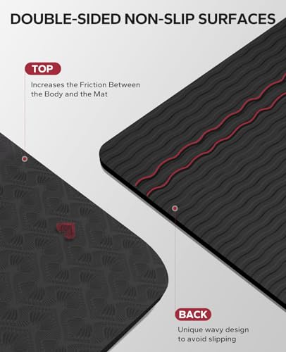 Extra Large Yoga Mat 78x54 Inches Non-Slip Thick Exercise Mat for Yoga & Pilates - Black