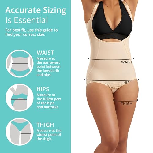 Recovery Panty-Length Post-Surgical Compression Girdle - High Back, Adjustable Bikini, Beige / Medium