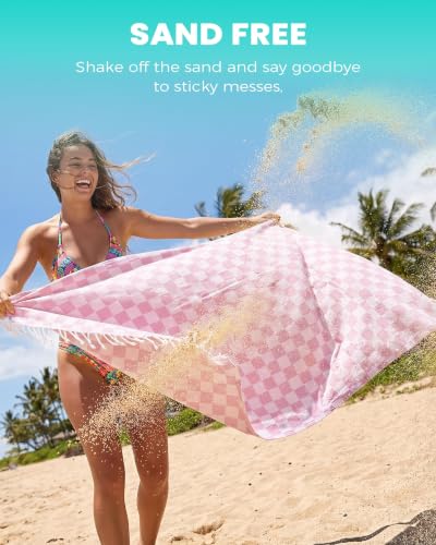 Mixed Checkered Beach Towel Set 72x36 Inch Sandproof Quick Drying Large