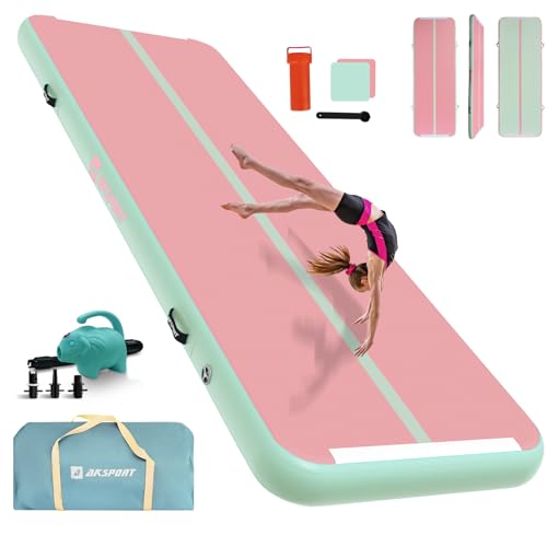 Inflatable Gymnastics Mat Air Track 10ft Pink & Green - Home & Training Use