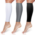 Calf Compression Sleeves Set - Medium Size, 3 Pairs, Black White Gray