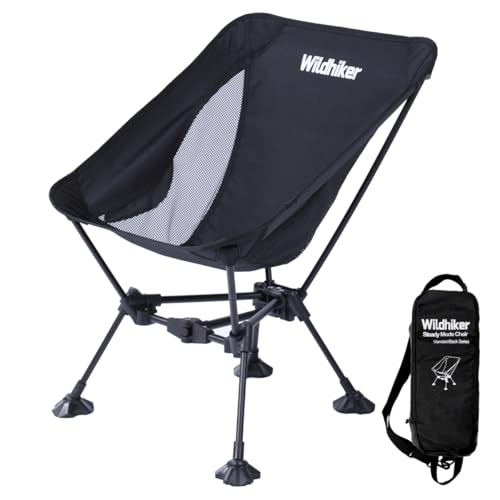 Wildhiker Compact Folding Camping Chair Set - Black, 2 Pack, Ultralight & Stable