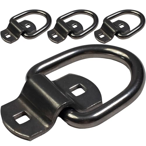 316 Stainless Steel Bolt-On D Ring Tie Down Anchors - 2-5/16 Inch, Pack of 4