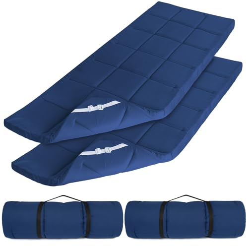 Navy Camping Cot Mattress Topper 75x30 Inch Foam Quilted Pad Pack of 2