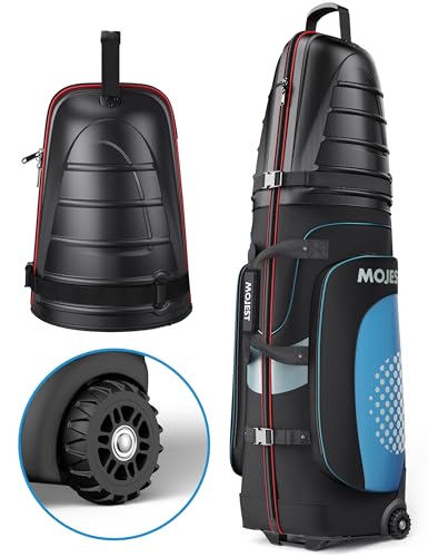 Mojest Golf Travel Bag with Wheels - Hard Shell Top & 1680D Oxford, Lightweight & Waterproof - Black, Red, Blue