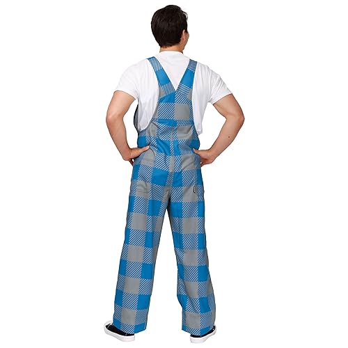 FOCO NFL Detroit Lions Men's Plaid Bib Overalls - Team Logo, Medium