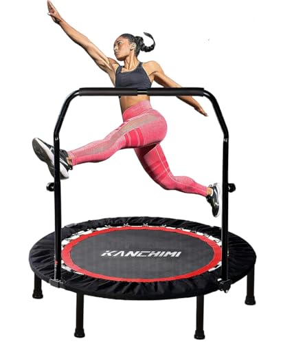48-Inch Folding Mini Fitness Trampoline with Handle - Black, 330lbs Capacity