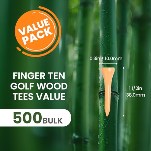 Golf Tees Wood Bulk 500 Count Natural 1.5 Inch - Durable Bamboo Practice Tees