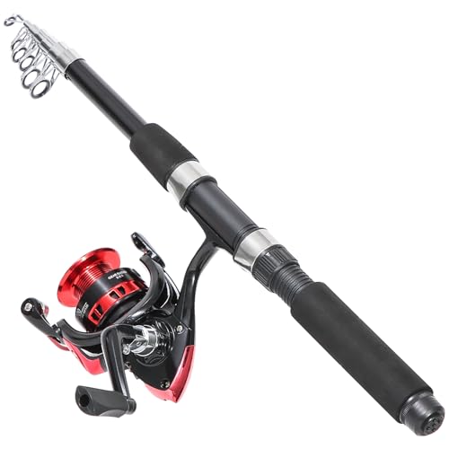 Telescopic Fishing Rod Set 6.9ft with Reels and Accessories - Carbon Fiber, 2PCS