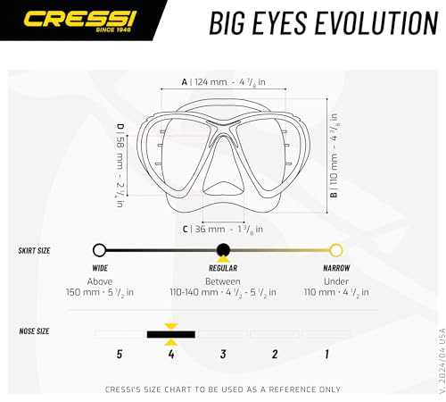 Black Big Eyes Evolution Scuba Diving Mask with Inclined Tear Drop Lenses - Made in Italy