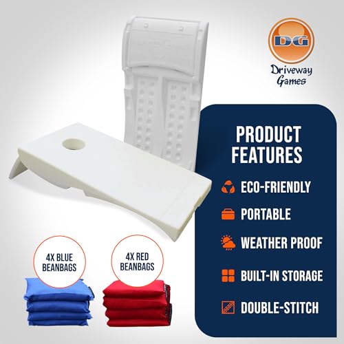 White All-Weather Cornhole Game Set with 2 Target Boards & 8 Bean Bags - Indoor & Outdoor Yard Toss