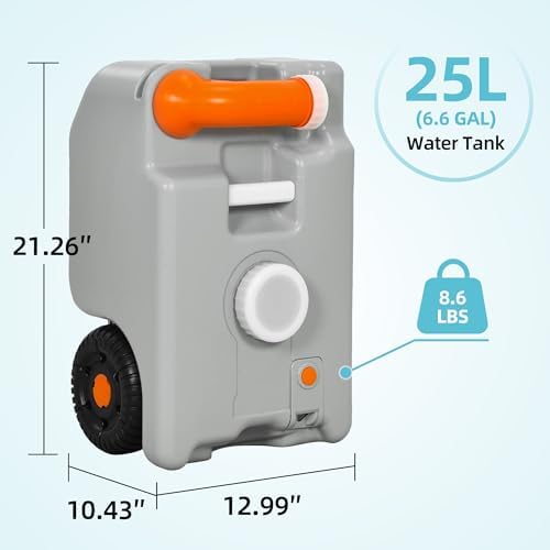 YITAMOTOR 25L Portable Water Storage Tank with Handle & Spout for RV Camping Outdoor