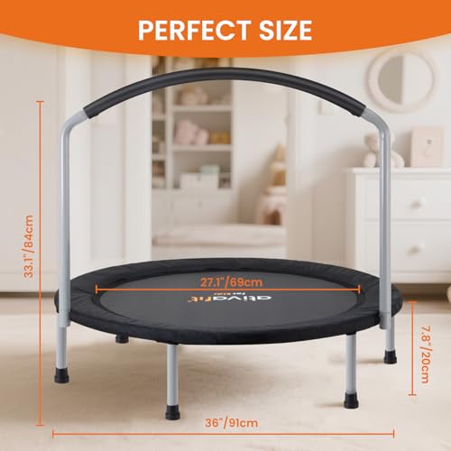 ATIVAFIT 36-Inch Black Toddler Trampoline with Safety Padded Cover & Adjustable Handle