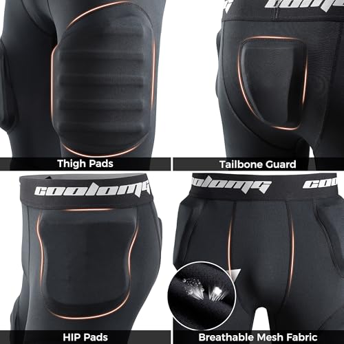 Adult Football Girdle with Cup Pocket - Black, Medium, 5 Pad Protection
