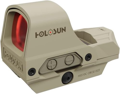 HOLOSUN 510C Open Reflex Sight - Multi-Reticle 2 MOA Dot & 65 MOA Circle, Solar FailSafe | Red/Green Reticle